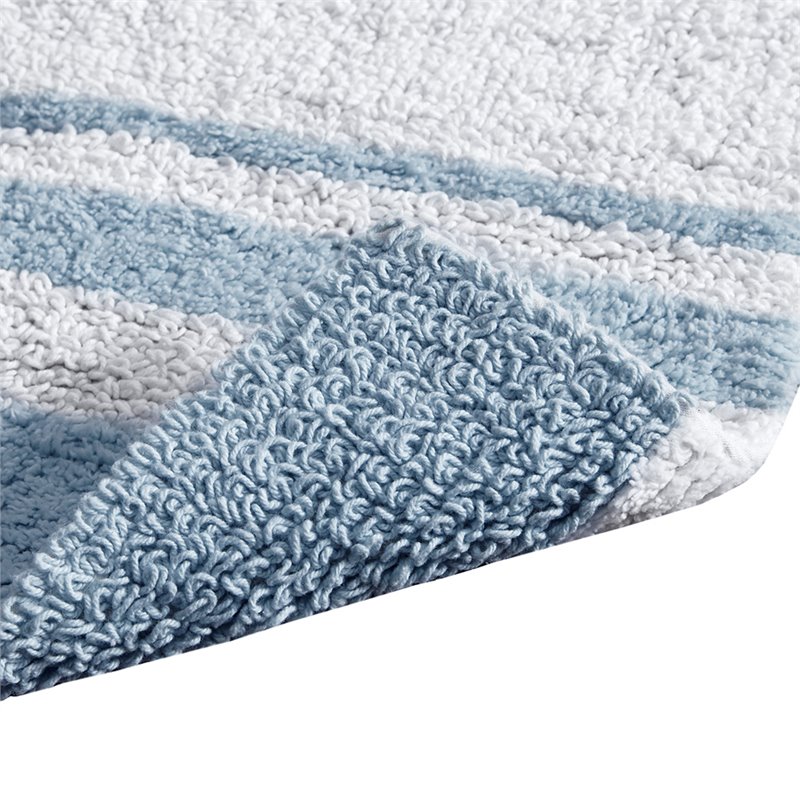 Madison Park Spa 100 Percent Cotton Reversible Bath Rug in Blue
