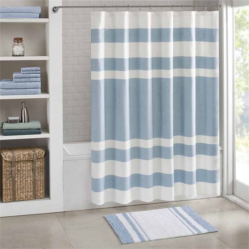Madison Park Spa 100 Percent Cotton Reversible Bath Rug in Blue