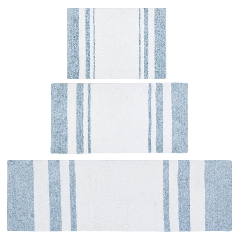 Madison Park Spa 100 Percent Cotton Reversible Bath Rug in Blue