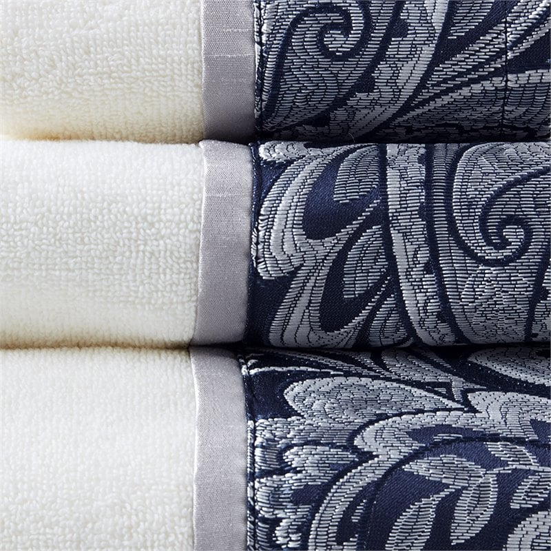 Madison Park Aubrey 6-Piece Cotton Jacquard Towel Set in Navy