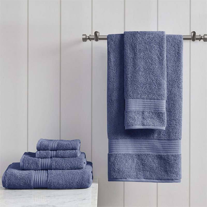 Madison Park Organic 6-Piece 100 Percent Cotton Towel Set in Navy