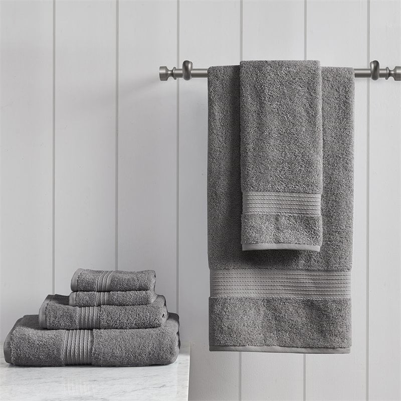 Madison Park Organic 6-Piece 100 Percent Cotton Towel Set in Charcoal