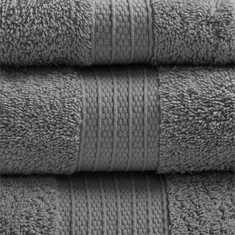 Madison Park Organic 6-Piece 100 Percent Cotton Towel Set in Charcoal