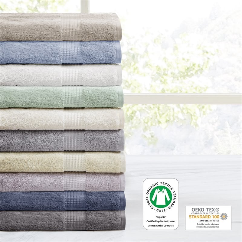 Madison Park Organic 6-Piece 100 Percent Cotton Towel Set in Charcoal