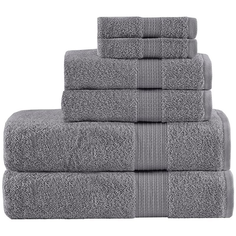 Madison Park Organic 6-Piece 100 Percent Cotton Towel Set in Charcoal