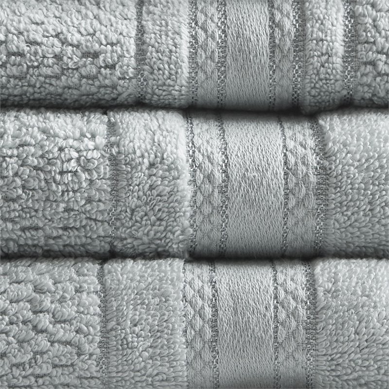 Madison Park Essentials Adrien 6-Piece Cotton Super Soft Towel Set in Silver