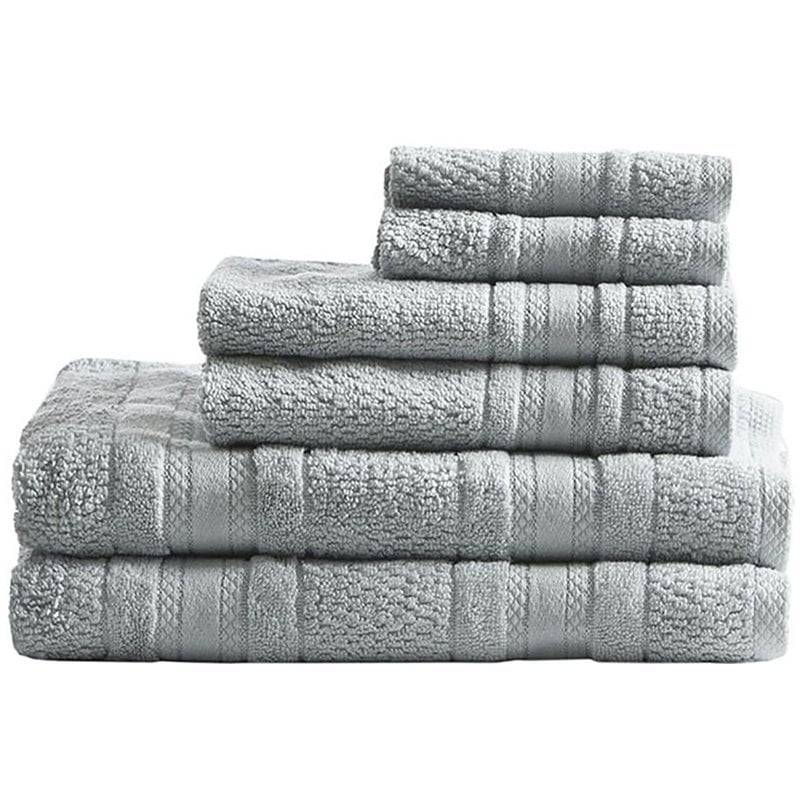 Madison Park Essentials Adrien 6-Piece Cotton Super Soft Towel Set in Silver