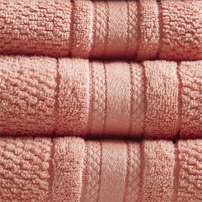 Madison Park Essentials Adrien 6-Piece Cotton Super Soft Towel Set in Coral Pink