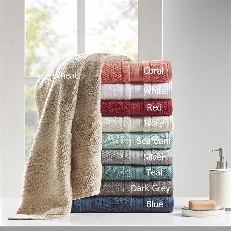 Madison Park Essentials Adrien 6-Piece Cotton Super Soft Towel Set in Coral Pink
