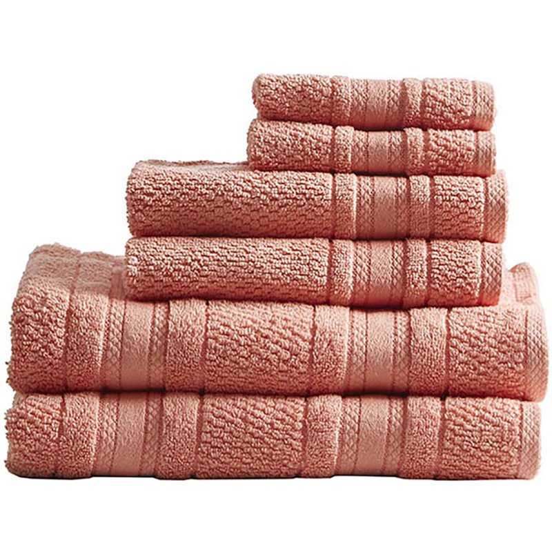 Madison Park Essentials Adrien 6-Piece Cotton Super Soft Towel Set in Coral Pink