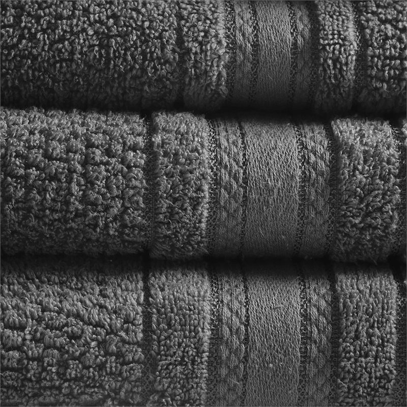 Madison Park Essentials Adrien 6-Piece Cotton Super Soft Towel Set in Dark Gray
