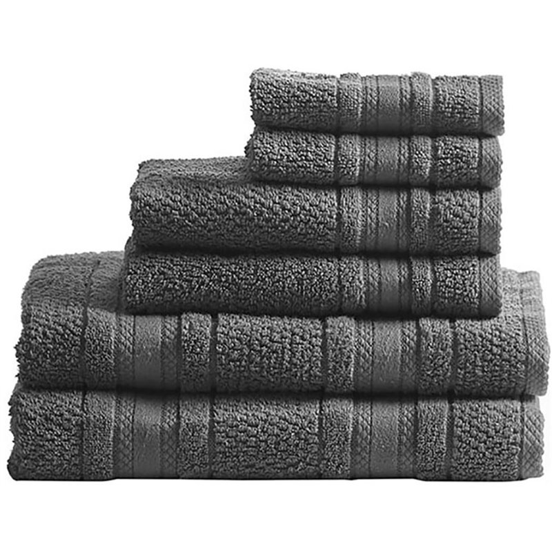 Madison Park Essentials Adrien 6-Piece Cotton Super Soft Towel Set in Dark Gray