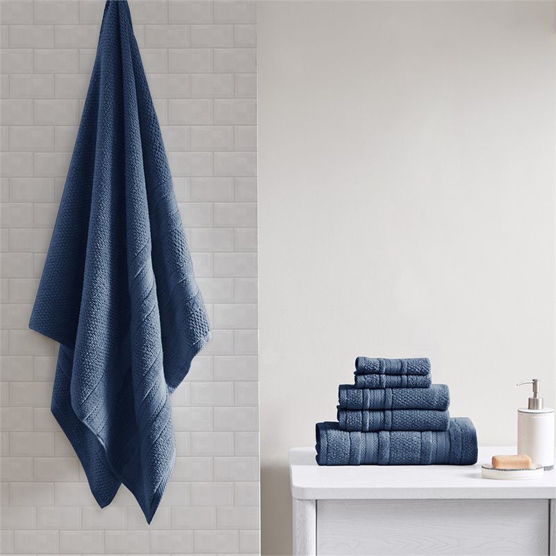 Madison Park Essentials Adrien 6-Piece Cotton Super Soft Towel Set in Blue