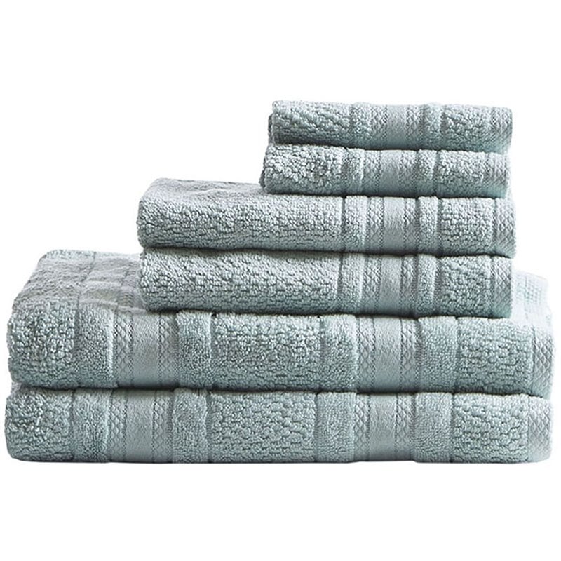 Madison Park Essentials Adrien 6-Piece Cotton Super Soft Towel Set in Seafoam