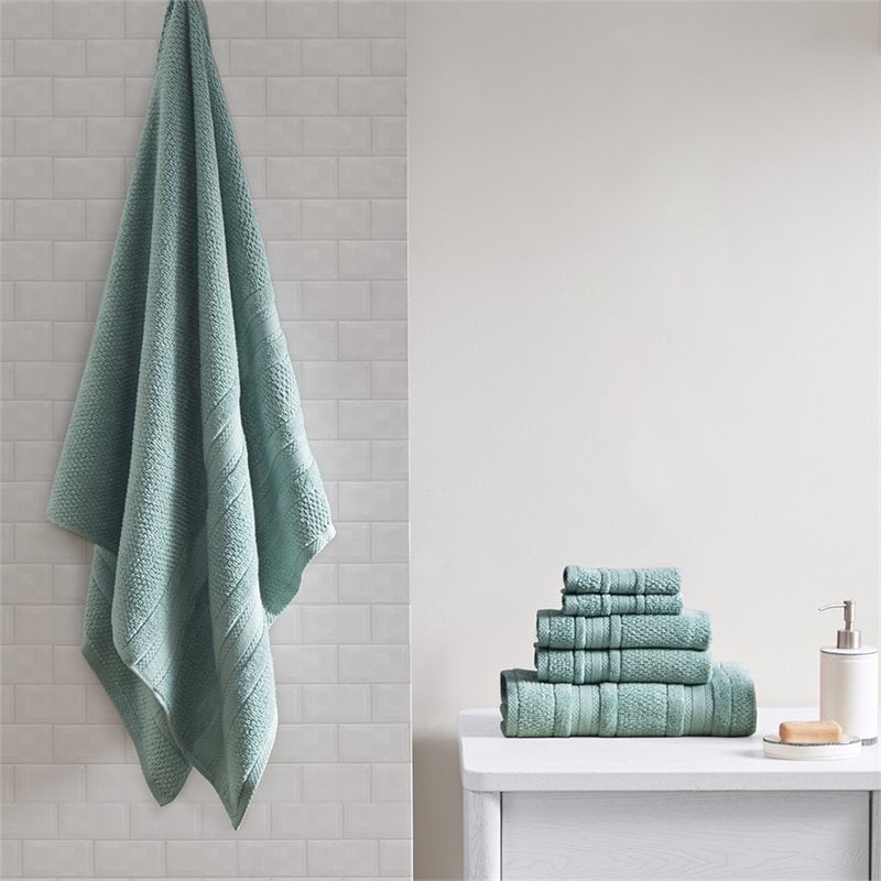 Madison Park Essentials Adrien 6-Piece Cotton Super Soft Towel Set in Teal Blue