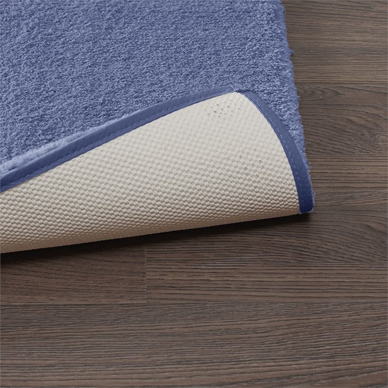 madison park signature marshmallow 100 percent polyester bath rug in navy