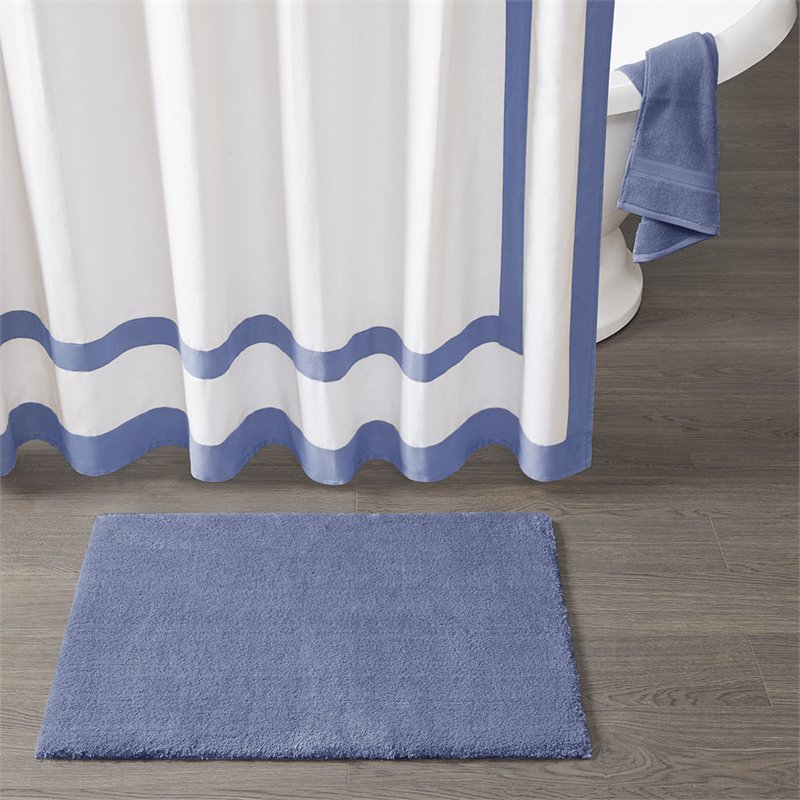 madison park signature marshmallow 100 percent polyester bath rug in navy