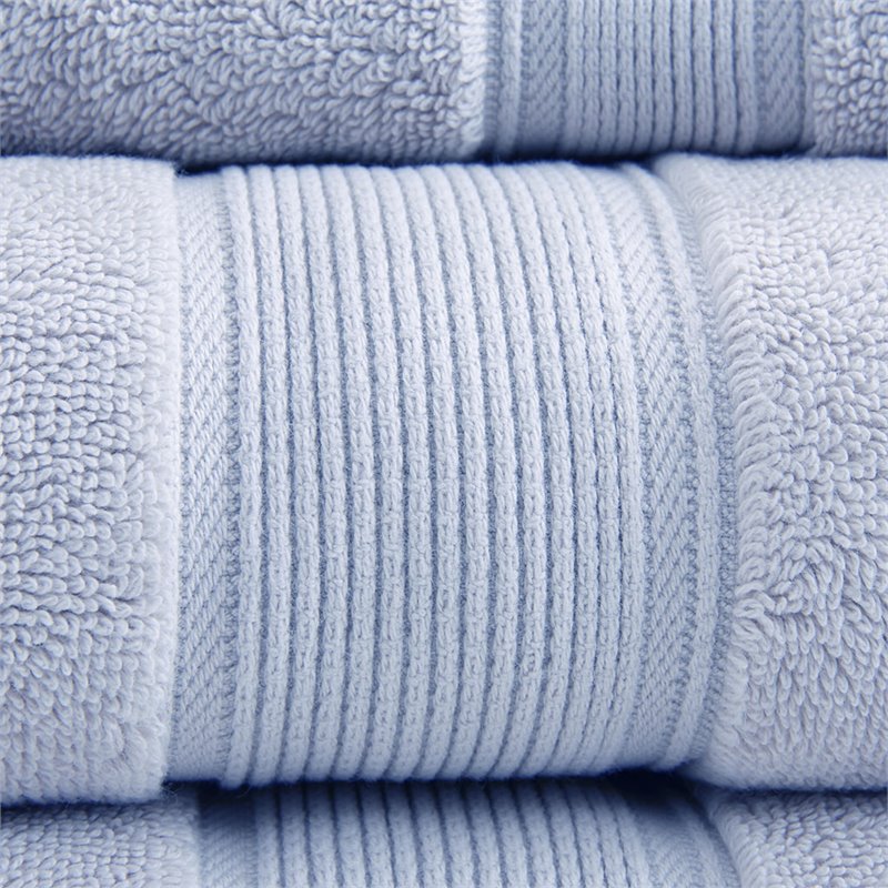 Madison Park Signature 8-Piece 100 Percent Cotton Towel Set in Light Blue