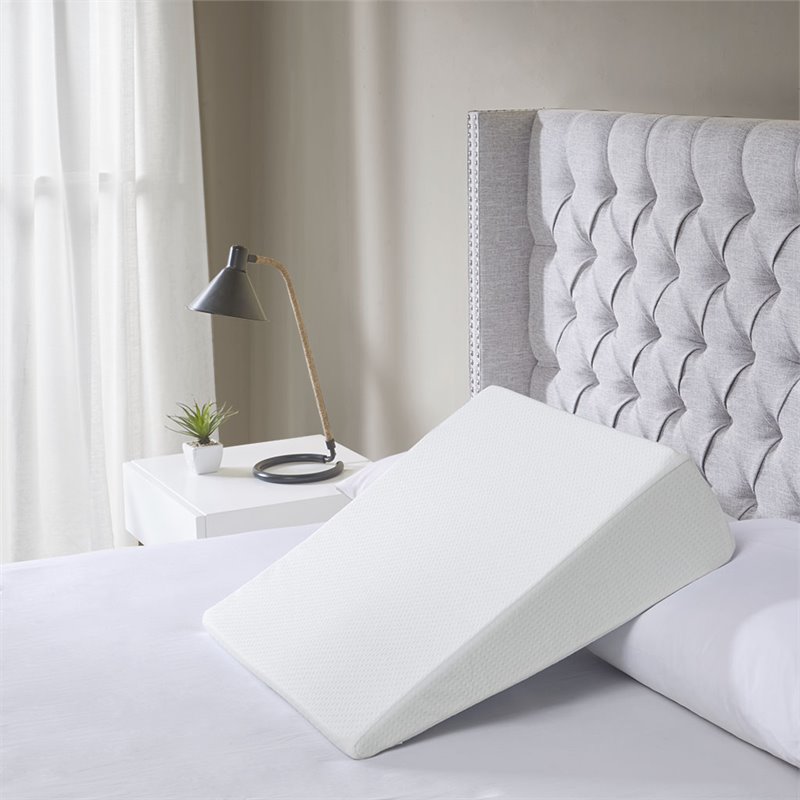 Sleep Philosophy Memory Foam Wedge Pillow with Knit Cover in White