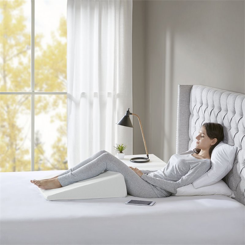 Sleep Philosophy Memory Foam Wedge Pillow with Knit Cover in White