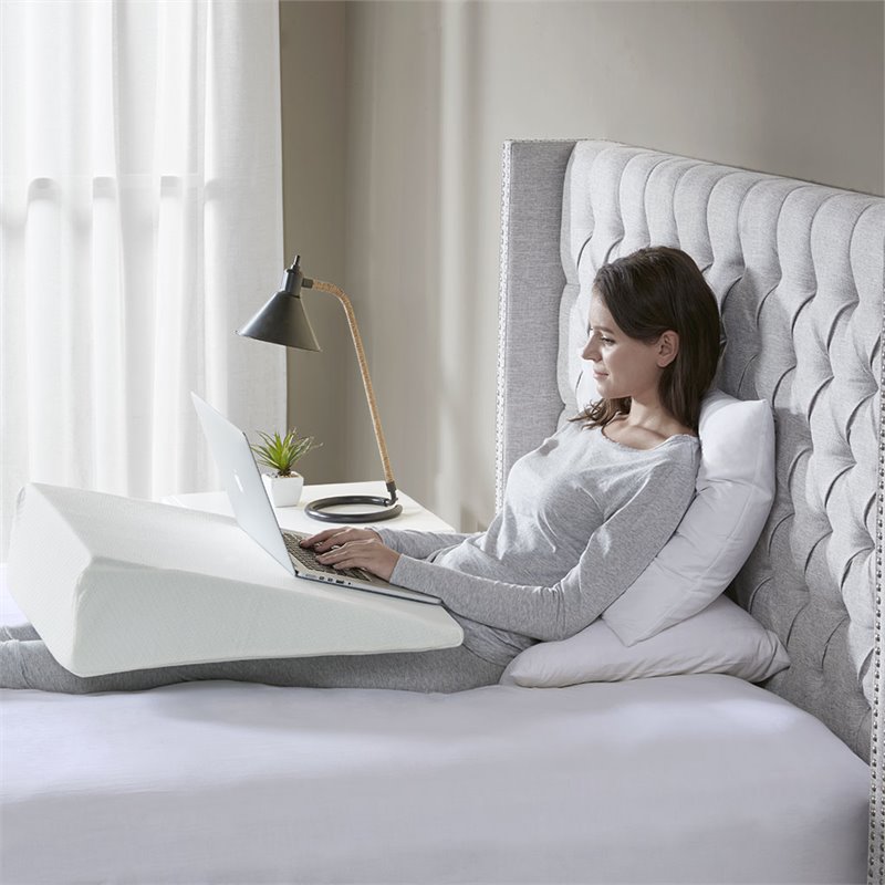 Sleep Philosophy Memory Foam Wedge Pillow with Knit Cover in White