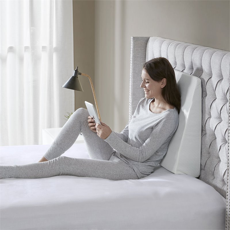 Sleep Philosophy Memory Foam Wedge Pillow with Knit Cover in White