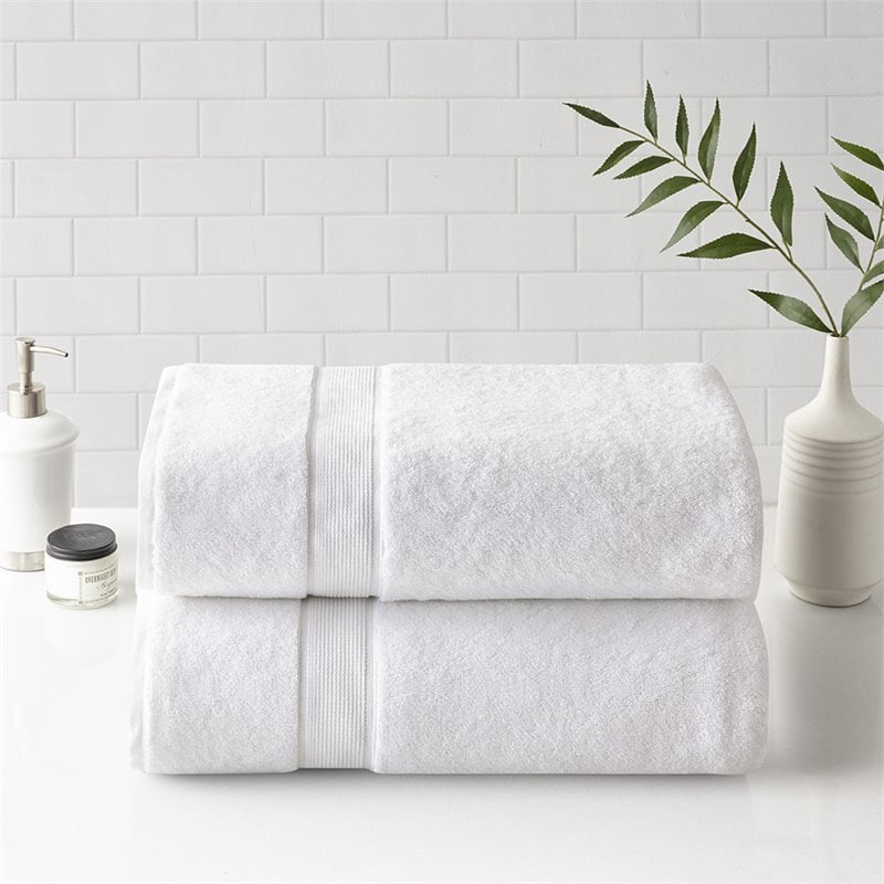 Madison Park Signature 100 Percent Cotton Bath Sheet in White (Set of 2)
