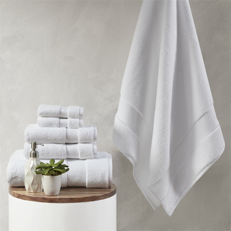 Madison Park Signature Splendor 6-Piece Cotton Towel Set in White