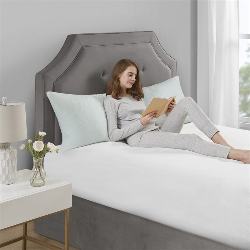 Sleep Philosophy Polyester Rayon Foam Pillow with Bamboo Cover in Ivory
