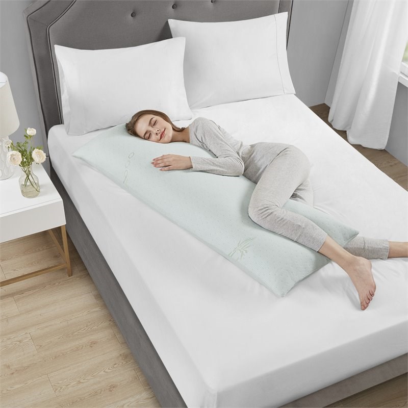 Sleep Philosophy Polyester Rayon Foam Pillow with Bamboo Cover in Ivory