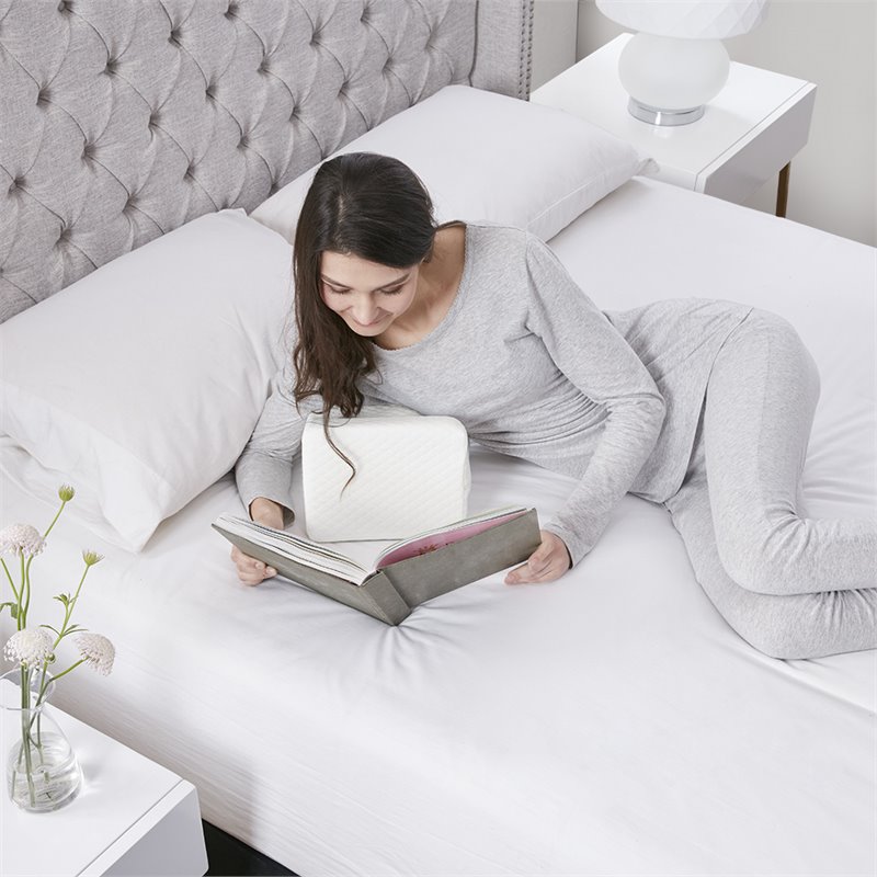 Sleep Philosophy Memory Foam Knee Pillow with Knit Cover in White