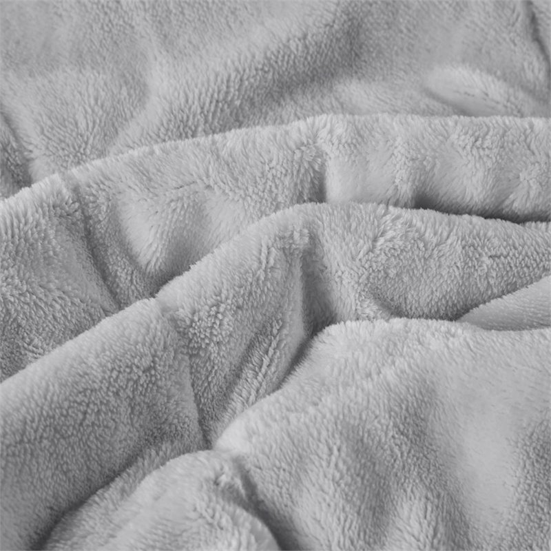 Madison Park Polyester Reversible Plush to Microfiber DA Blanket in Gray