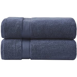 Madison Park Signature 100 Percent Cotton Bath Sheet Set in Dark Blue (Set of 2)