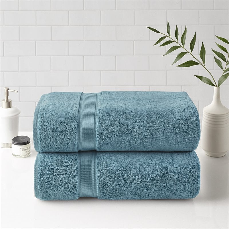 Madison Park Signature 100 Percent Cotton Bath Sheet Set in Aqua Blue (Set of 2)