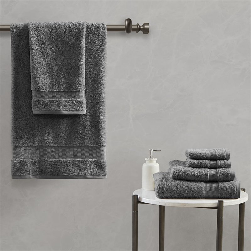 Madison Park Signature Luce 6-Piece Egyptian Cotton Towel Set in Charcoal