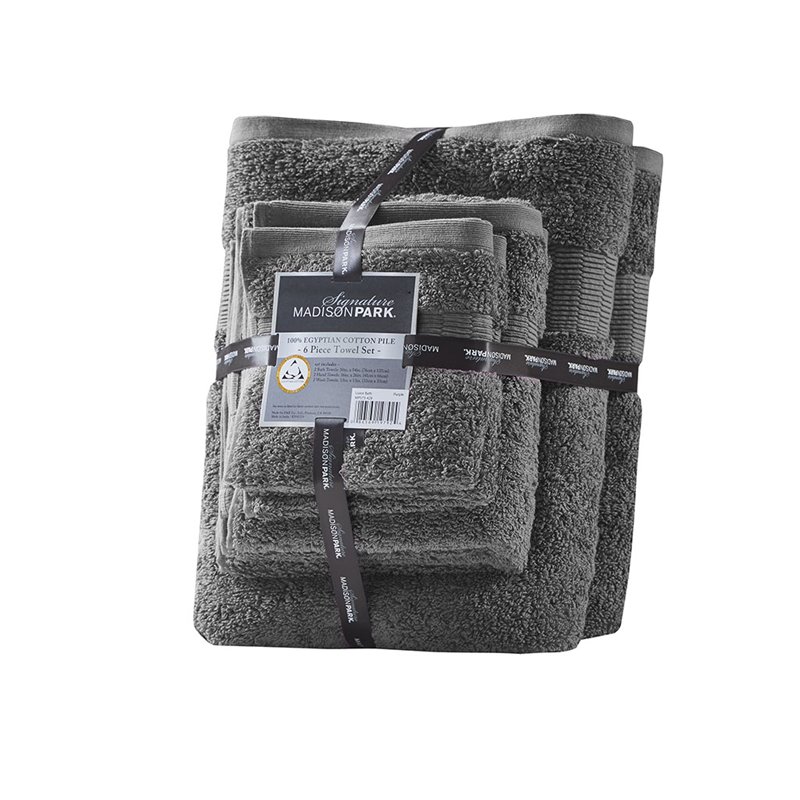 Madison Park Signature Luce 6-Piece Egyptian Cotton Towel Set in Charcoal