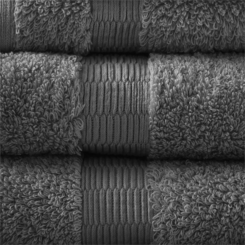 Madison Park Signature Luce 6-Piece Egyptian Cotton Towel Set in Charcoal