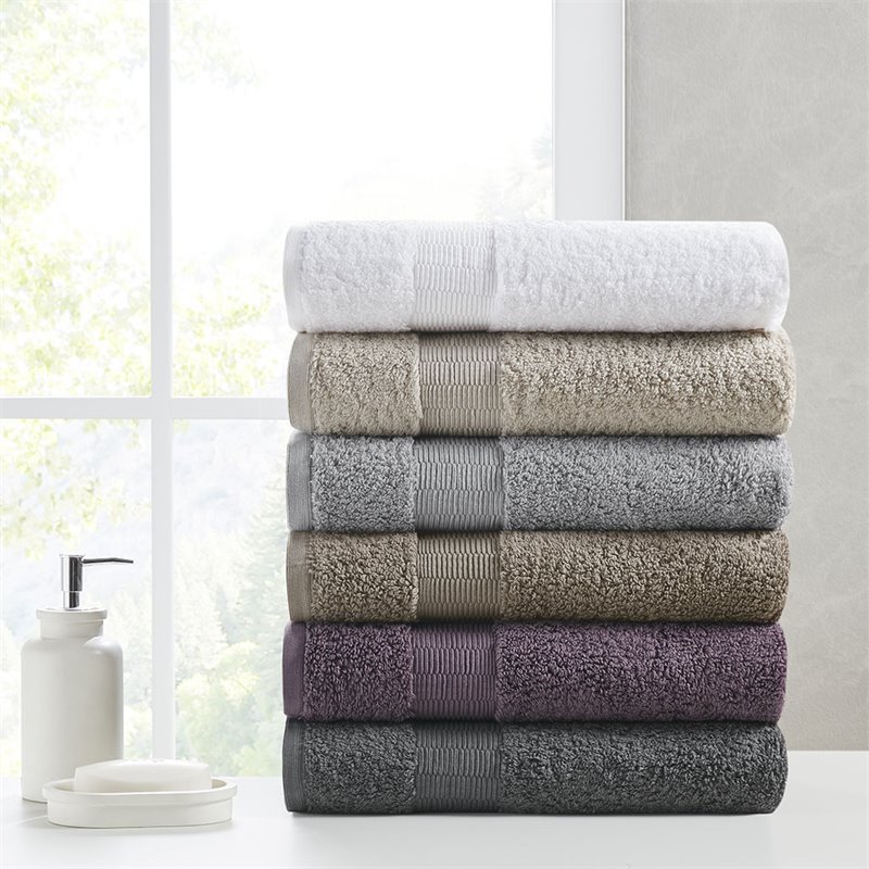 Madison Park Signature Luce 6-Piece Egyptian Cotton Towel Set in Charcoal