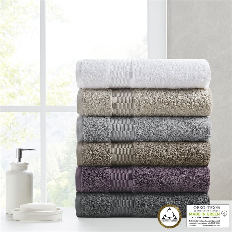 Madison Park Signature Luce 6-Piece Egyptian Cotton Towel Set in Charcoal