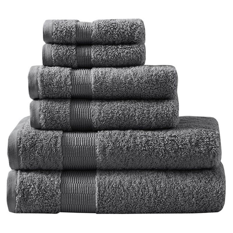 Madison Park Signature Luce 6-Piece Egyptian Cotton Towel Set in Charcoal
