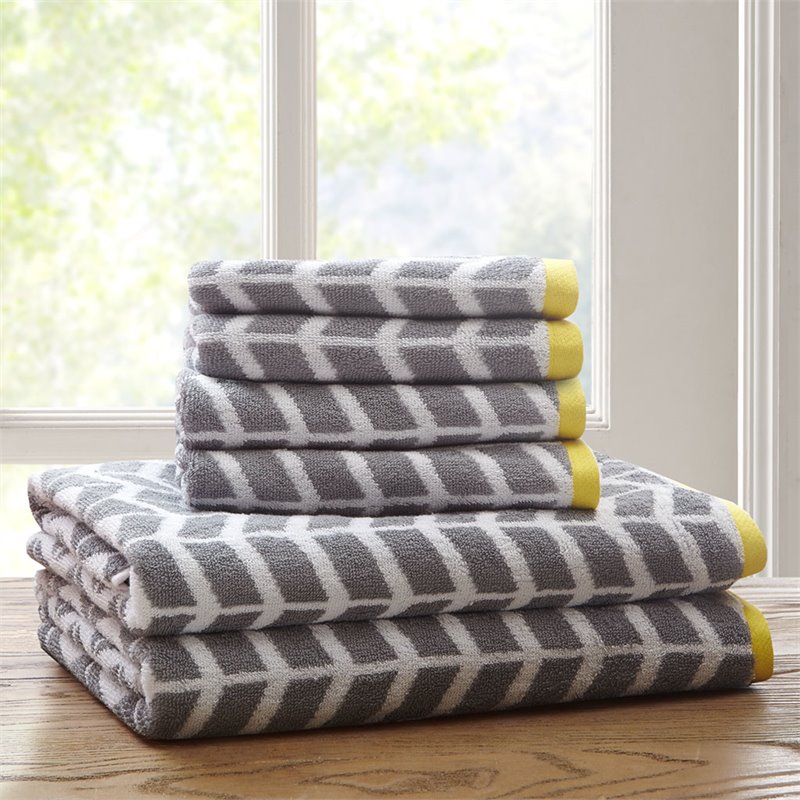 Intelligent Design Nadia 6-Piece Cotton Jacquard Towel Set in Gray