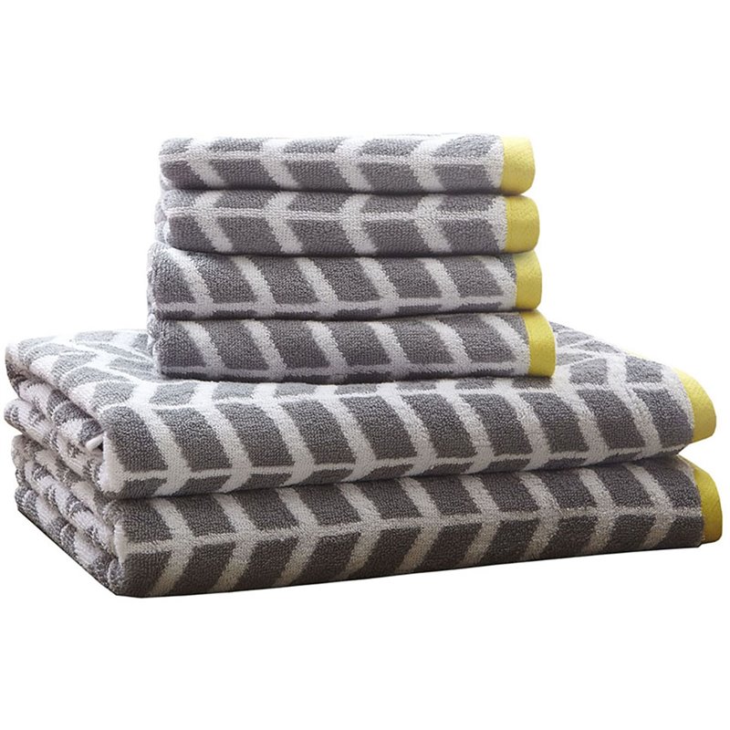 Intelligent Design Nadia 6-Piece Cotton Jacquard Towel Set in Gray