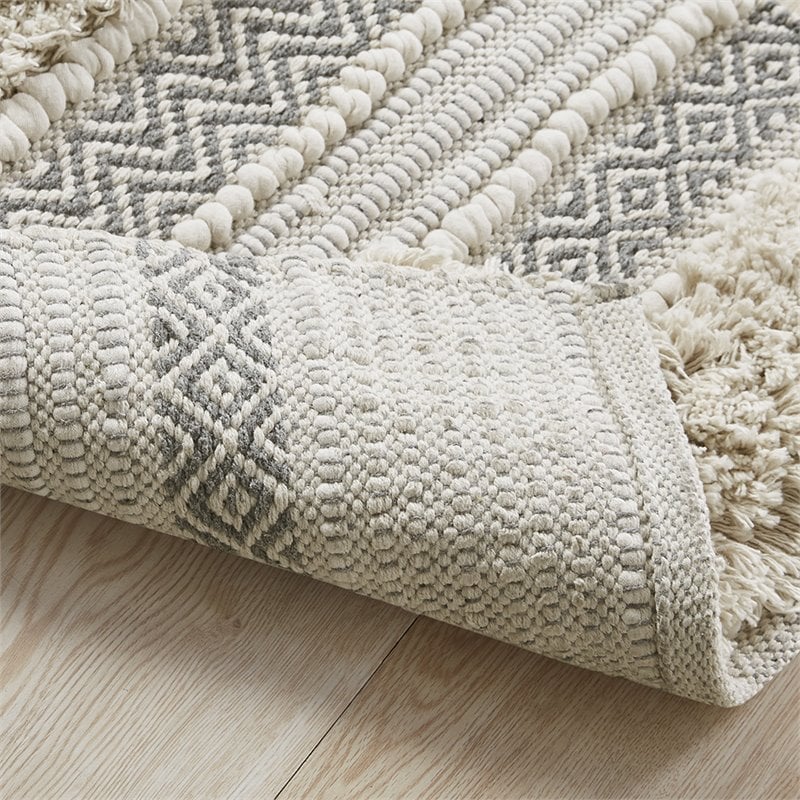 INK+IVY Asher Cotton and Polyester Handwoven Bath Rug in Gray