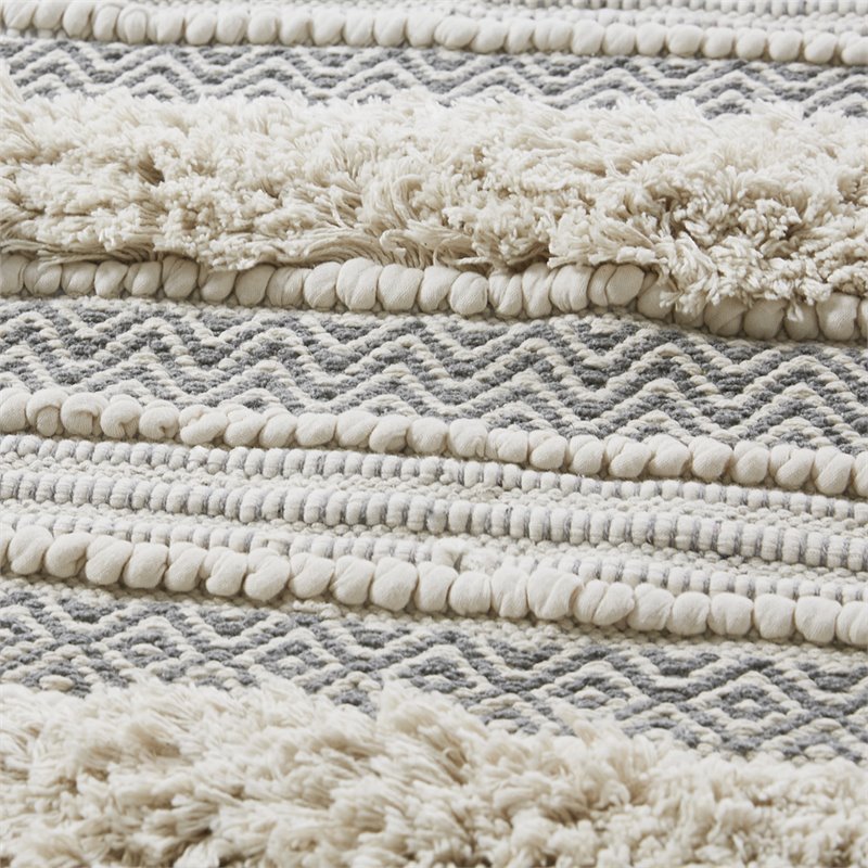 INK+IVY Asher Cotton and Polyester Handwoven Bath Rug in Gray