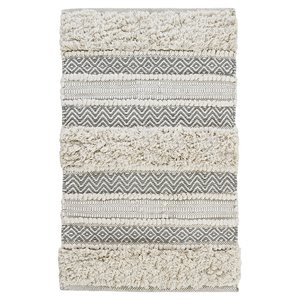 INK+IVY Asher Cotton and Polyester Handwoven Bath Rug in Gray