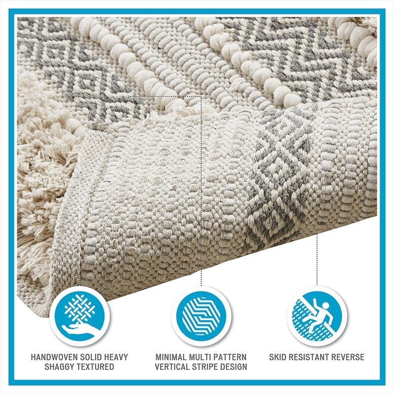 INK+IVY Asher Cotton and Polyester Handwoven Bath Rug in Natural