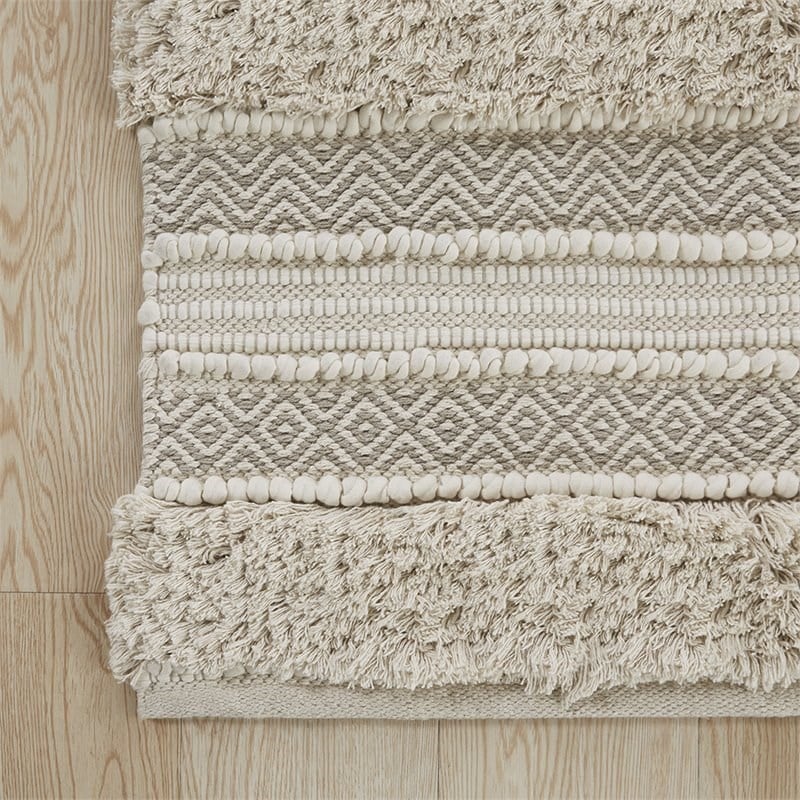 INK+IVY Asher Cotton and Polyester Handwoven Bath Rug in Natural