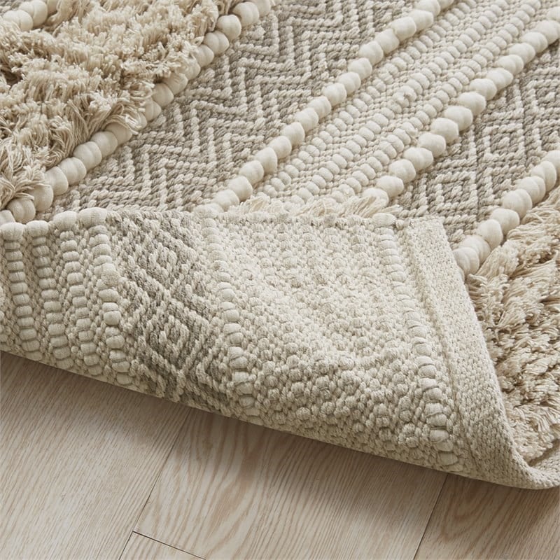 INK+IVY Asher Cotton and Polyester Handwoven Bath Rug in Natural