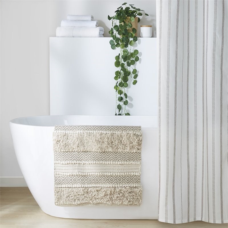 INK+IVY Asher Cotton and Polyester Handwoven Bath Rug in Natural
