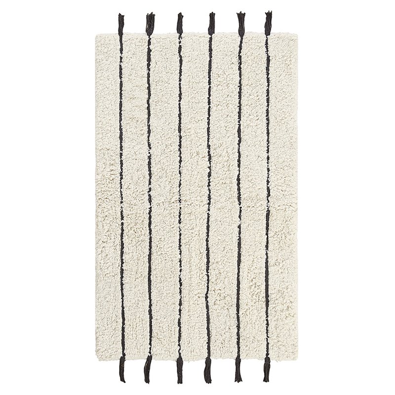 Olliix Tassel Striped Bath Rug Black/ Cream